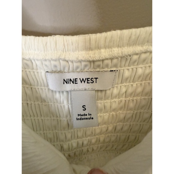 Nine West white gauze dress short sleeve small - Picture 3 of 6